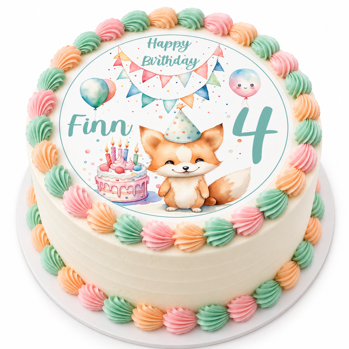 MUCKKI-PRO:49c7d7cd06b7b186072eefe84bc8a38d183351c27aaeb8ef1c30cdb491a90ef1:Tortenaufleger Geburtstag Fuchs 1 Name & Zahl (20cm)