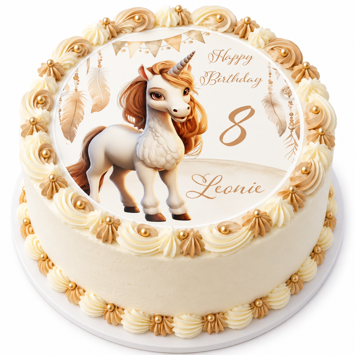 MUCKKI-PRO:3b19d2b2e2cd4d4bbd3f9169452afa48a38a13d50c3c77b264abeb6c64cf40ad:Tortenaufleger Geburtstag Einhorn 3 Name & Zahl (20cm) Fondant Papier