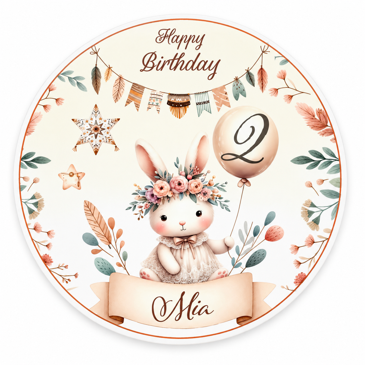 Tortenaufleger Geburtstag Hase 3 Name & Zahl (20cm)