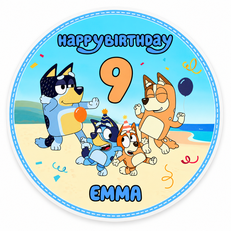 Tortenaufleger Geburtstag Bluey 1 Name & Zahl (20cm) Fondant Papier