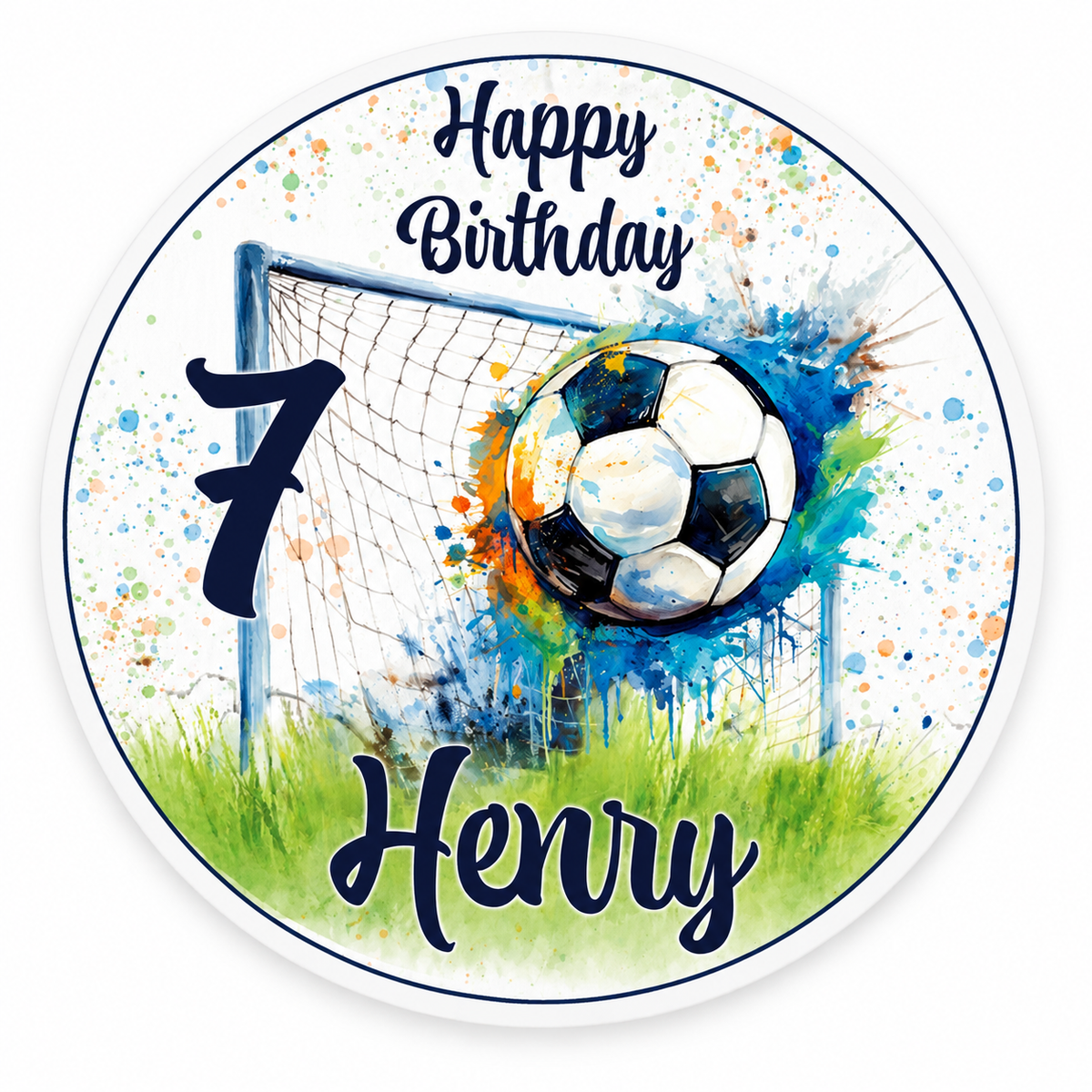 Tortenaufleger Geburtstag Fußball 9 Personalisiert Name & Zahl (20cm)