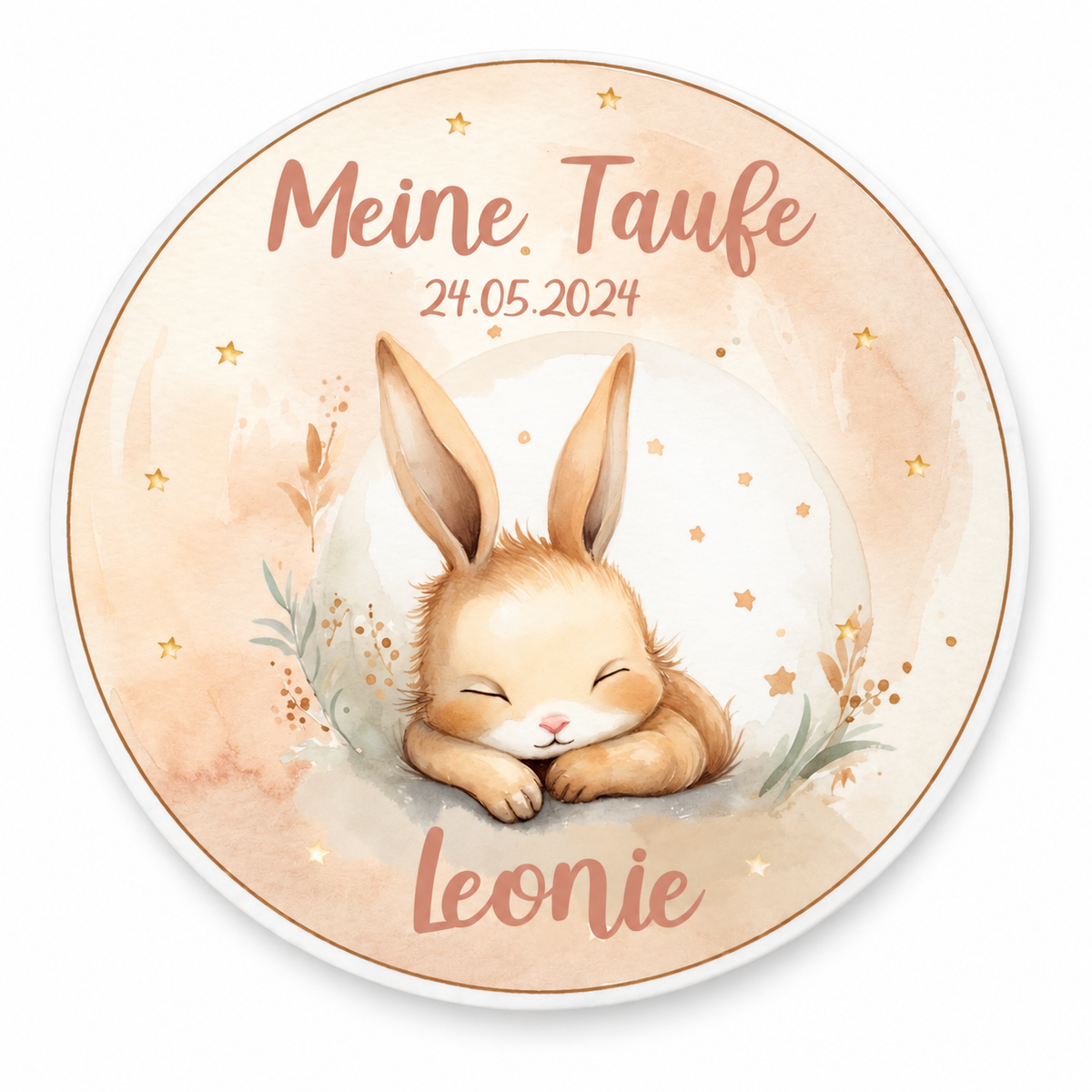 Tortenaufleger Taufe Hase 2 Name & Datum (20cm)
