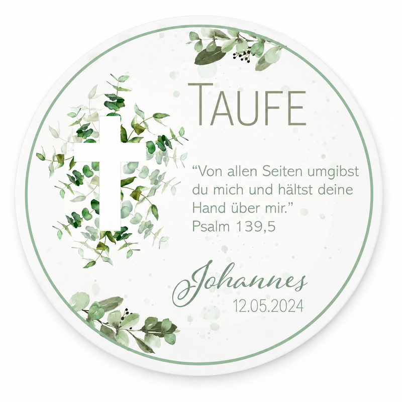 Tortenaufleger Taufe Kreuz 1 Name & Datum (20cm)