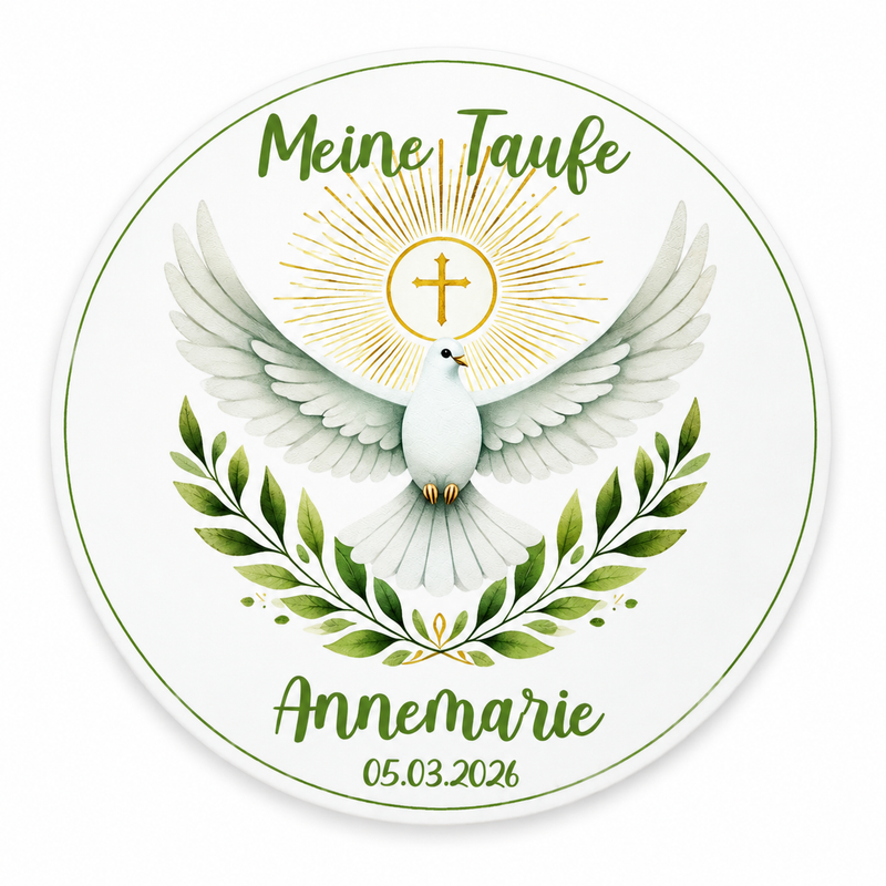 Tortenaufleger Taufe Heiliger Geist 1 Name & Datum (20cm)
