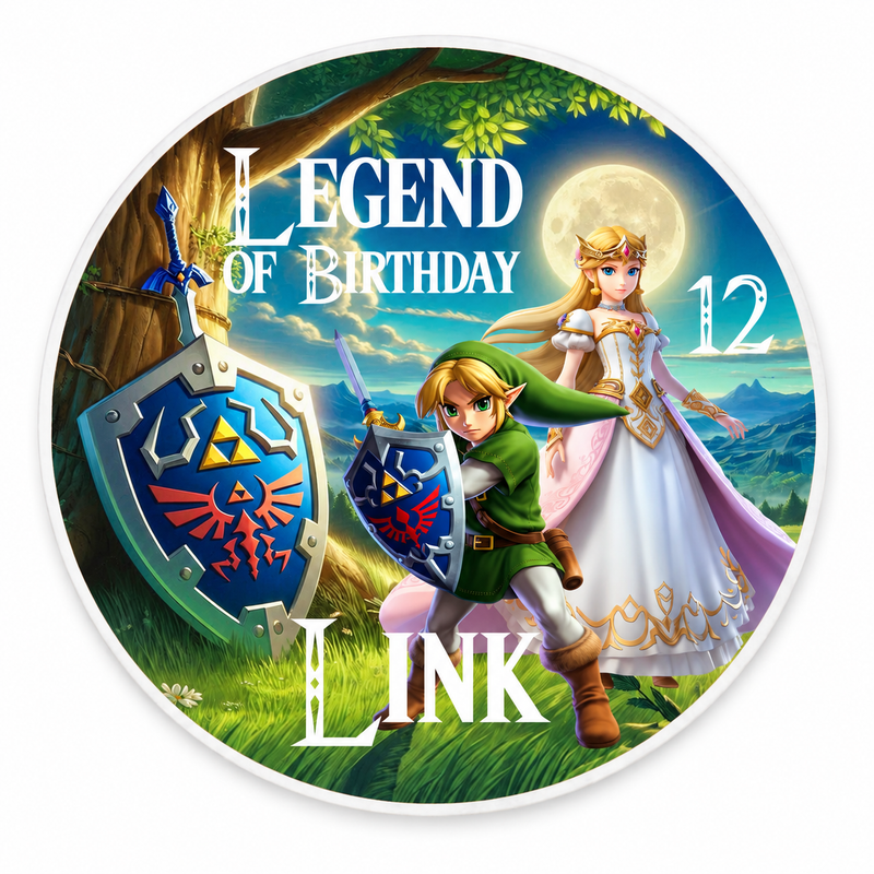 Tortenaufleger Geburtstag Link 3 Name & Zahl (20cm) Fondant Papier