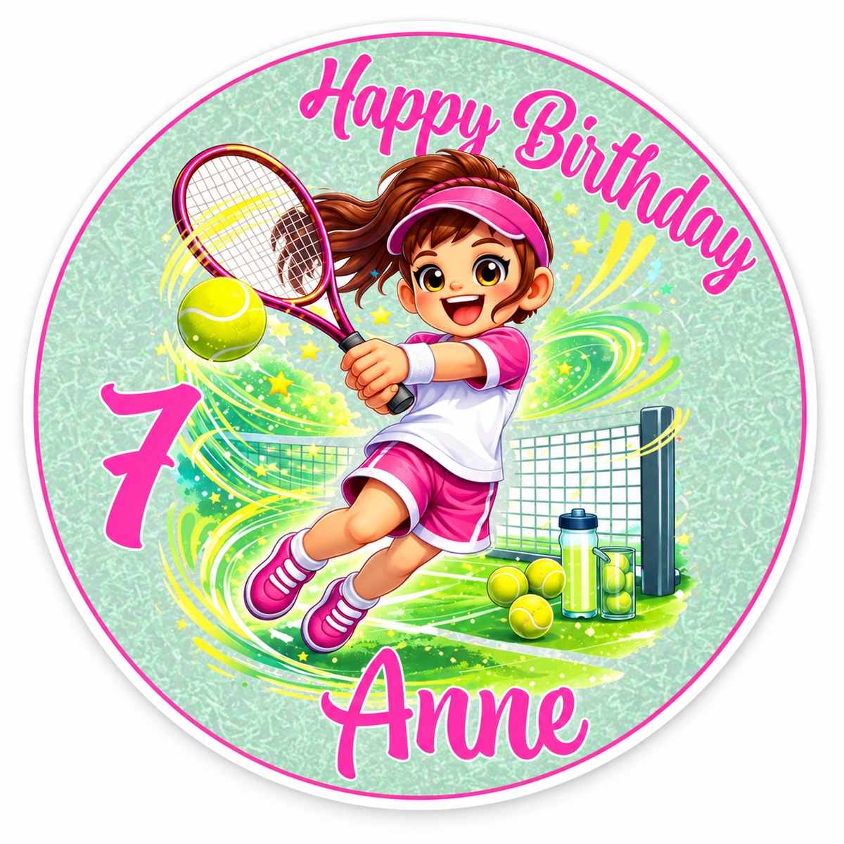 Tortenaufleger Geburtstag Tennis 2 Name & Zahl (20cm) Fondant Papier