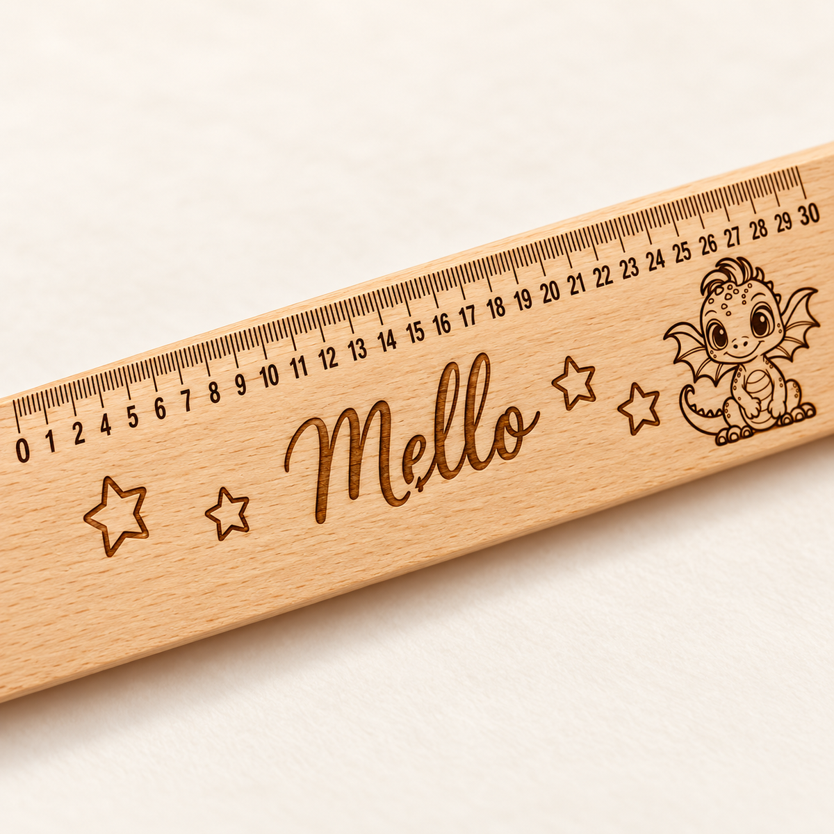 Lineal Holz personalisiert Drache 1, 30cm