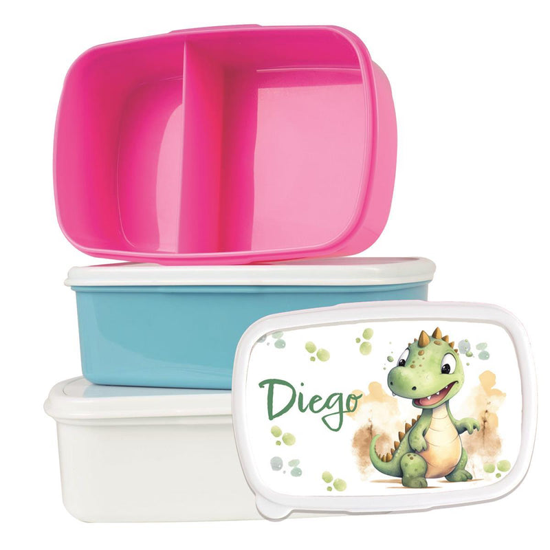 Lunch Box with Name Dino 01 – Personalized Lunch Box for School & Kindergarten, Various Colors