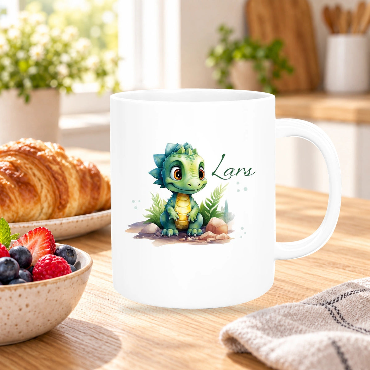 Tasse Dino 17 Wunschname Keramik Kinderbecher Personalisiert versch. Farben