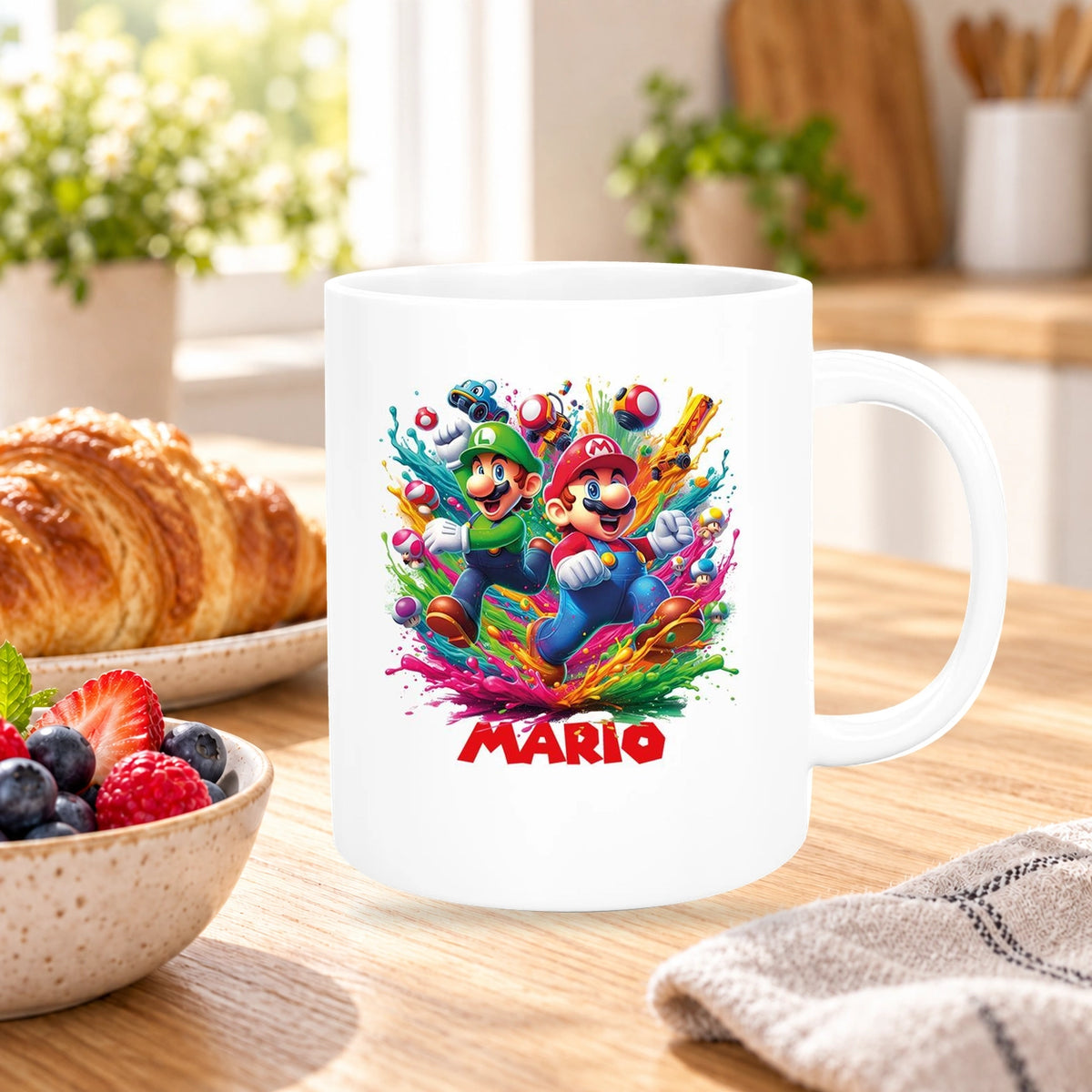 Tasse Wunschname Super-Mario 6 Keramik Kinderbecher personalisiert versch. Farben