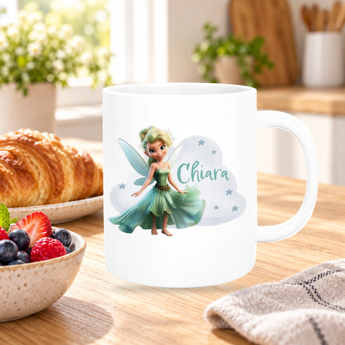 Tasse Fee 5 Wunschname Keramik Kinderbecher personalisiert versch. Farben