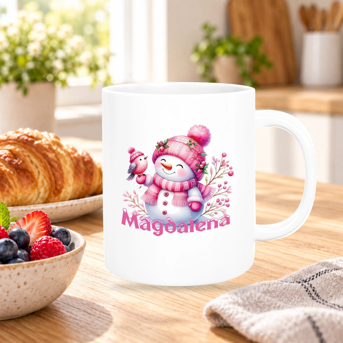 Tasse Wunschname Weihnachten Schneemann 1 Keramik Kinderbecher versch. Farben