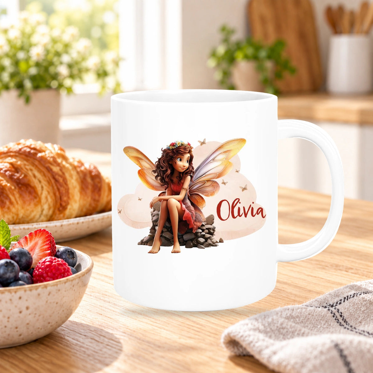 Tasse Fee 2 Wunschname Keramik Kinderbecher personalisiert versch. Farben
