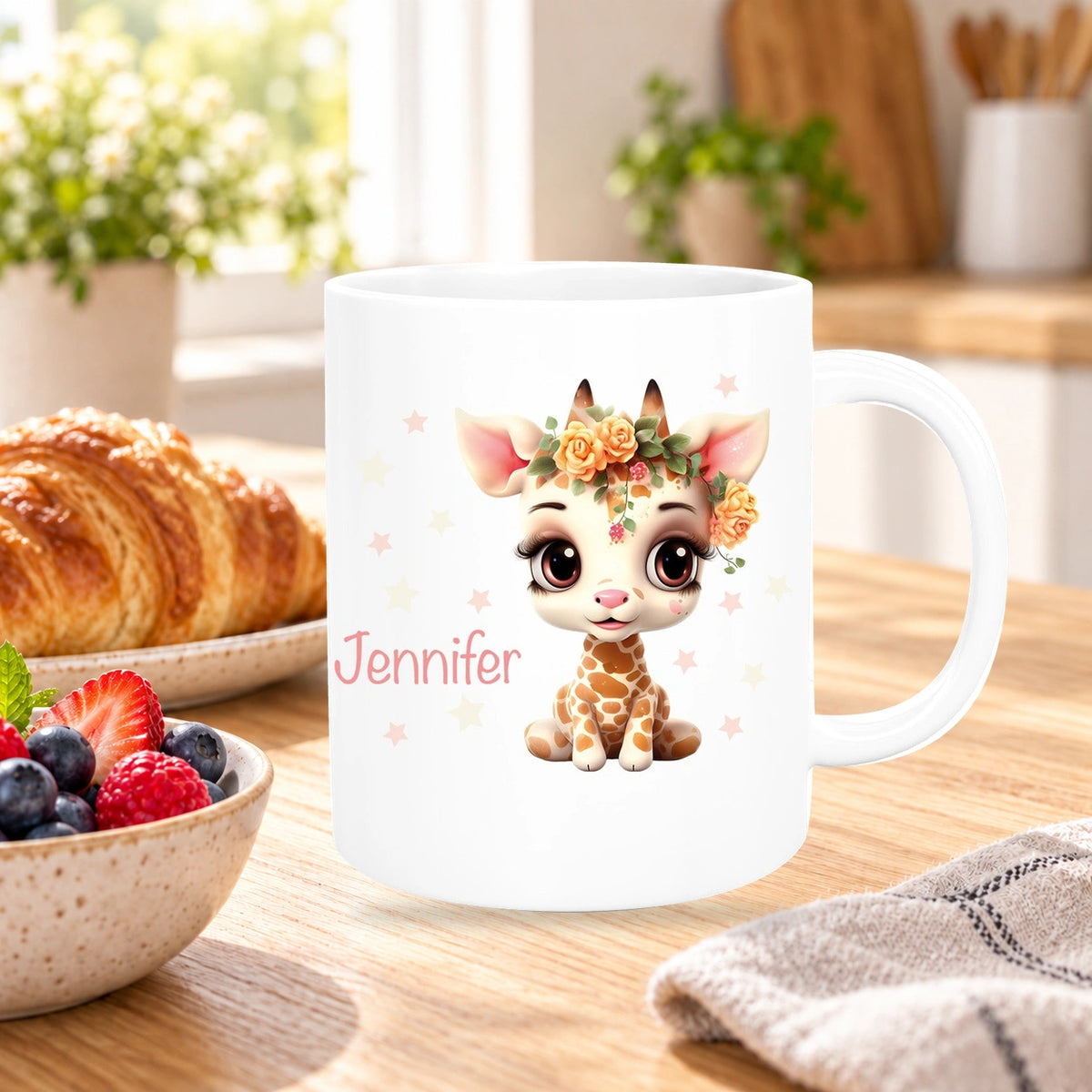 Tasse Wunschname Giraffe 1 Keramik Kinderbecher versch. Farben