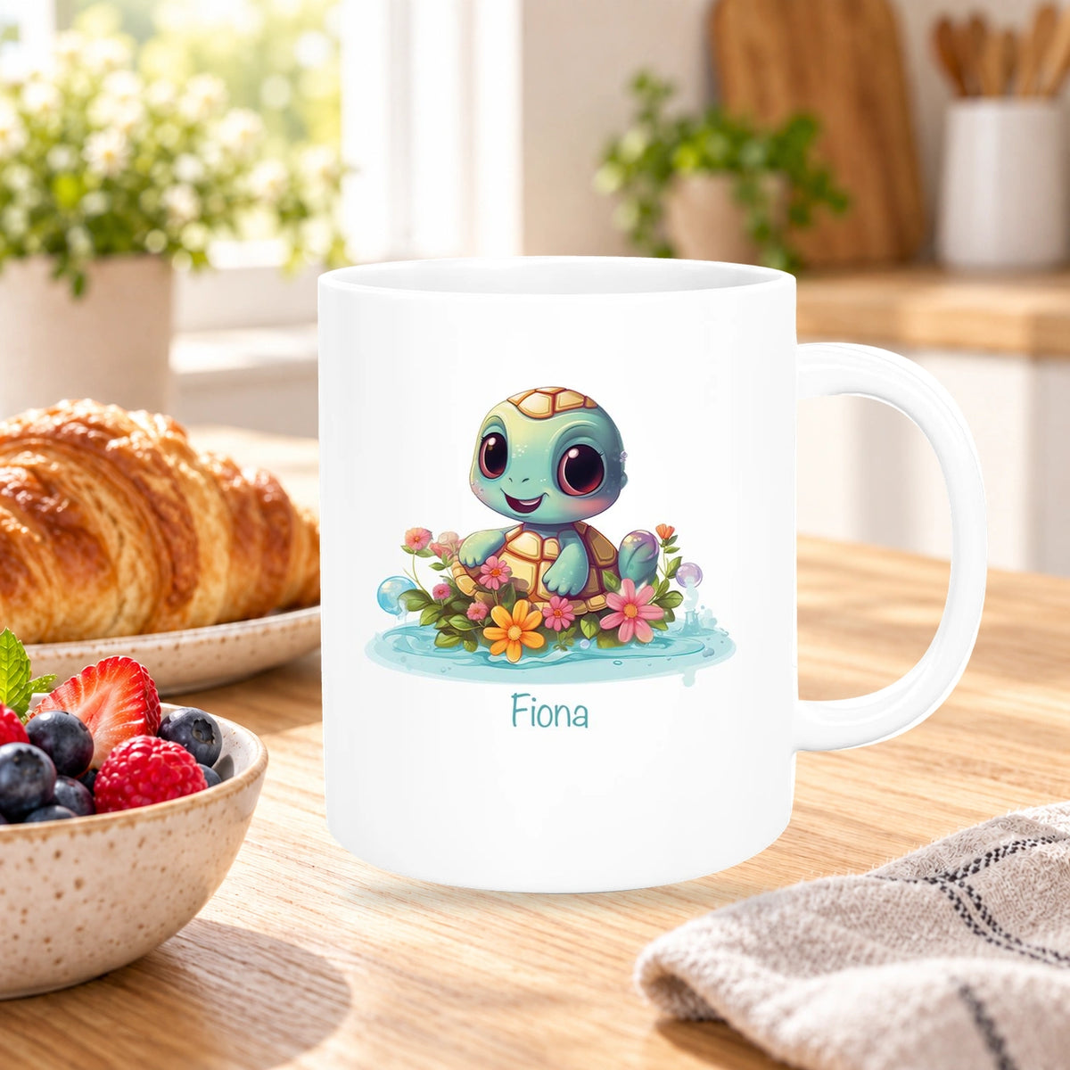 MUCKKI-PRO:d987487d1146c77a43d4bcdd10e15649cd32938e3c09b6a184d46e2554d39efa:Tasse Wunschname Schildkröte 2 Keramik Kinderbecher personalisiert versch. Farben