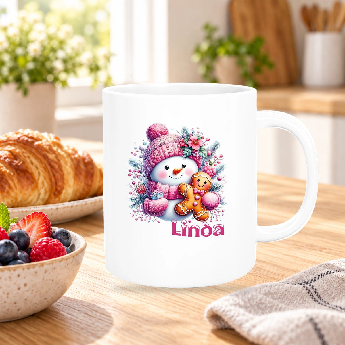 Tasse Wunschname Weihnachten Schneemann 2 Keramik Kinderbecher versch. Farben