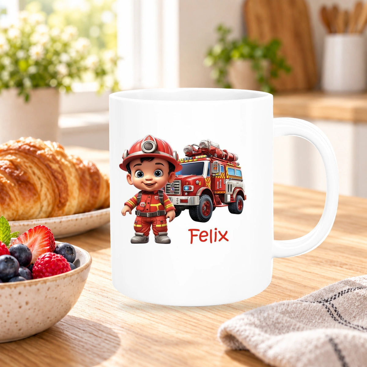 MUCKKI-PRO:dc84fa442233b0e5d7ec75b9c76ffc51fadedfc9b9cd6142997b994da35e88d5:Tasse Wunschname Feuerwehr 4 Keramik Kinderbecher versch. Farben