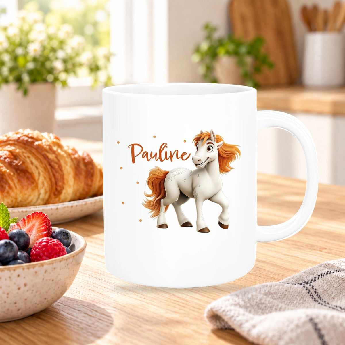 Tasse Pferd 1 Wunschname Keramik Kinderbecher personalisiert versch. Farben