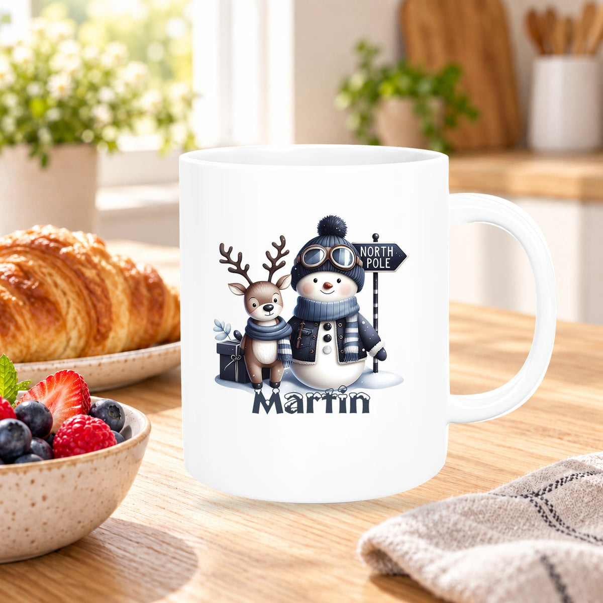 Tasse Wunschname Weihnachten Schneemann 5 Keramik Kinderbecher versch. Farben
