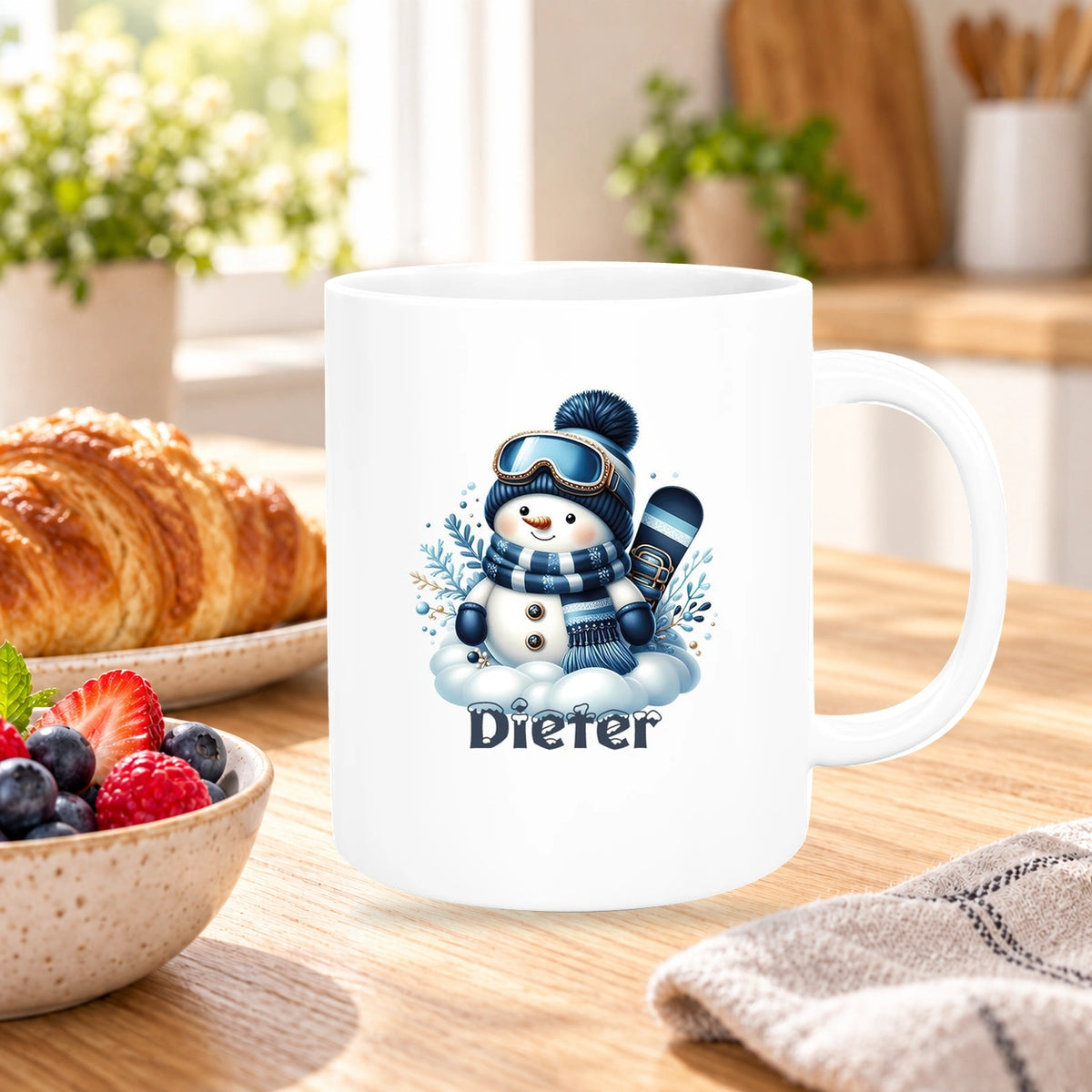 Tasse Wunschname Weihnachten Schneemann 6 Keramik Kinderbecher versch. Farben