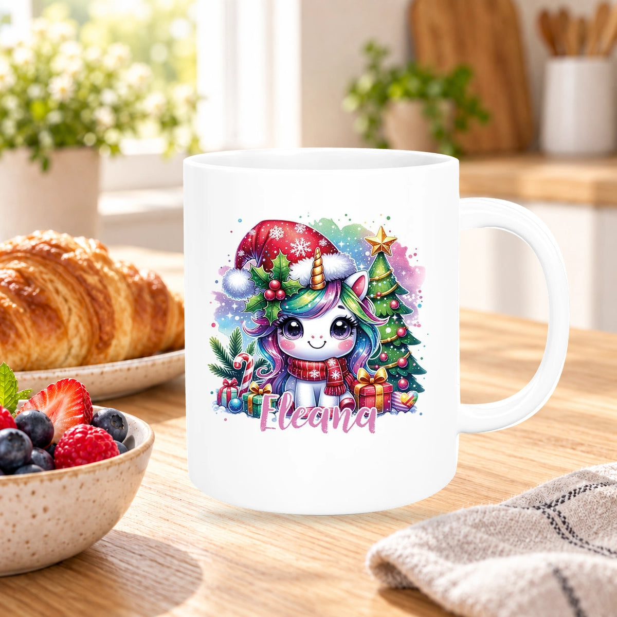 Tasse Wunschname Weihnachten Einhorn 1 Keramik Kinderbecher versch. Farben