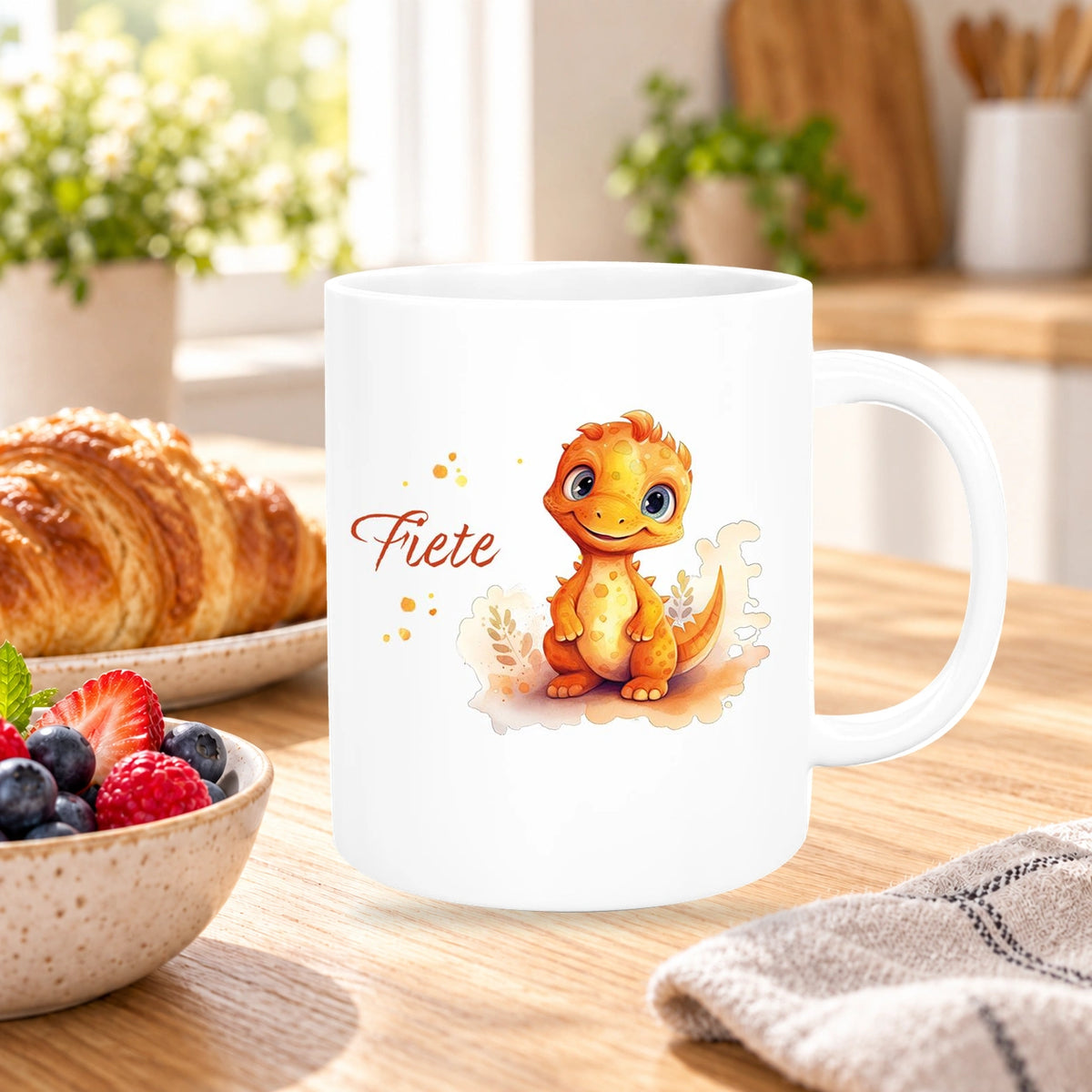Tasse Dino 10 Wunschname Keramik Kinderbecher Personalisiert versch. Farben