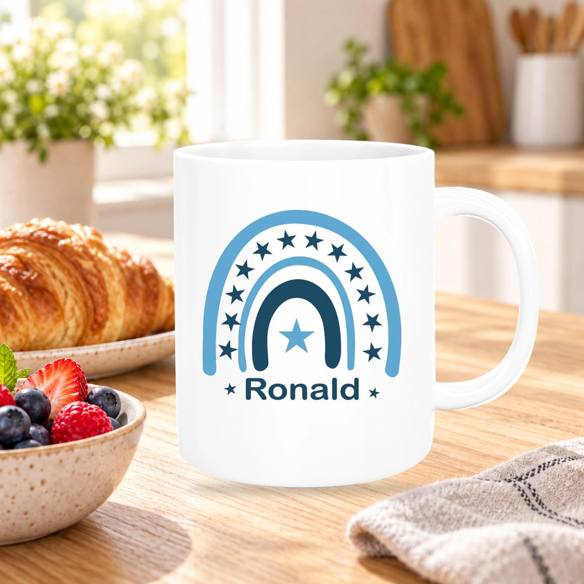 Tasse Wunschname Regenbogen 3 Keramik Kinderbecher versch. Farben