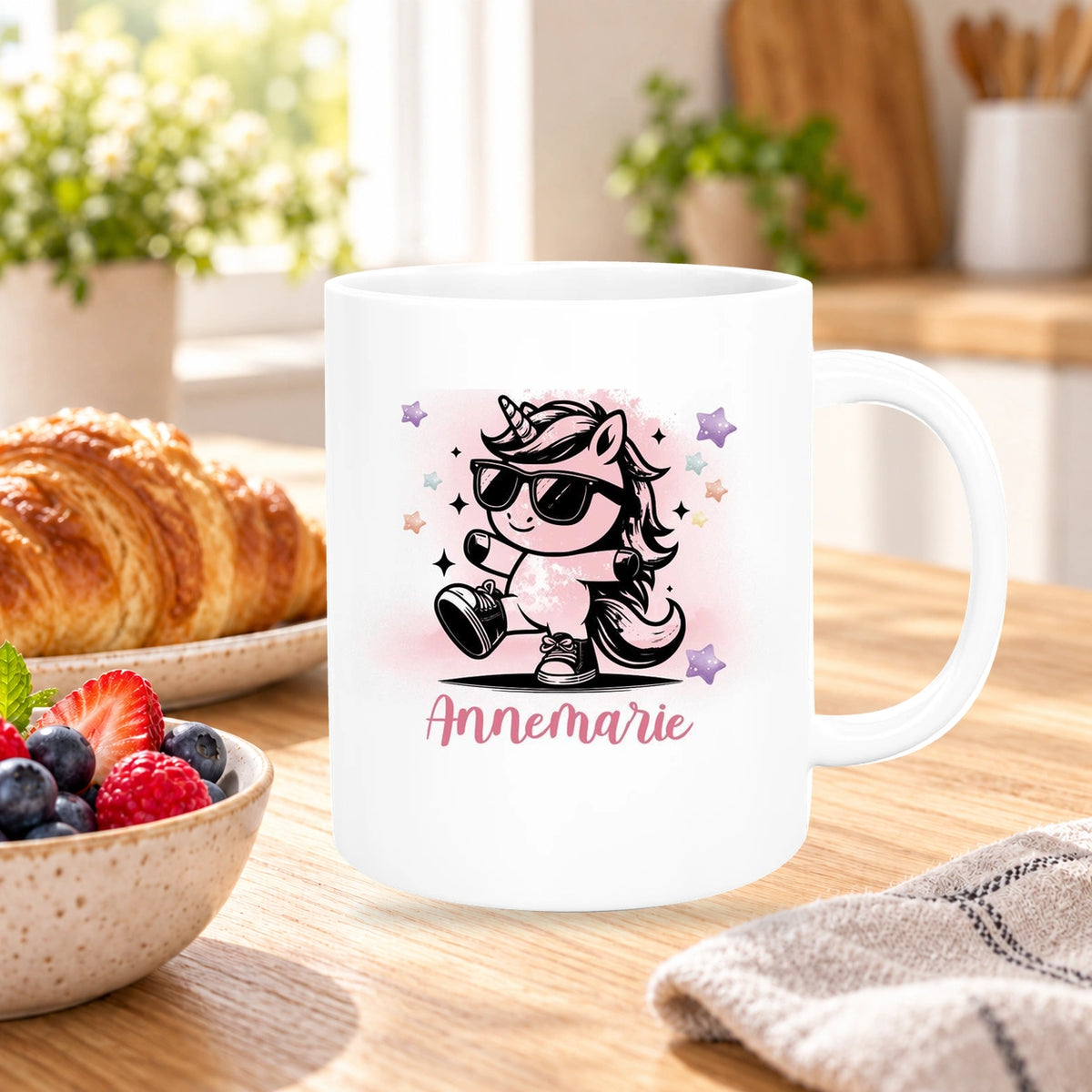 MUCKKI-PRO:1ae1f42fcb2df4b81961d99fc8893938e990b305e7b52bf5184f7962a901041e:Tasse Wunschname Einhorn 11 Keramik Kinderbecher personalisiert versch. Farben