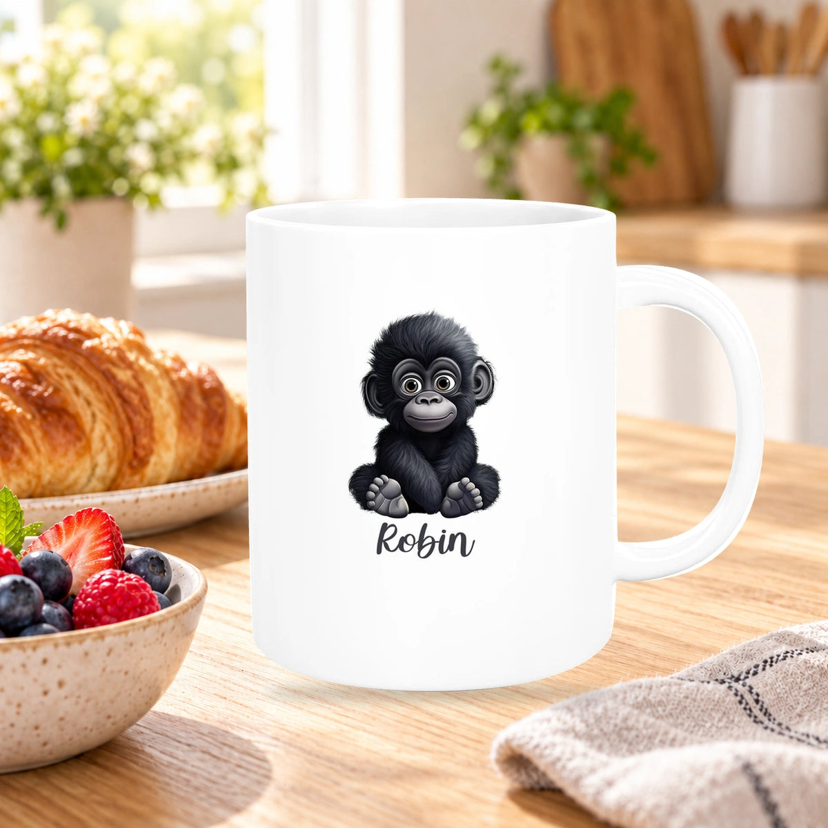 MUCKKI-PRO:2c1fc7947c498b7cab578cb59ffac9e0a5753991a327075286f0dbb27847adbf:Tasse Wunschname Gorilla 1 Keramik Kinderbecher versch. Farben