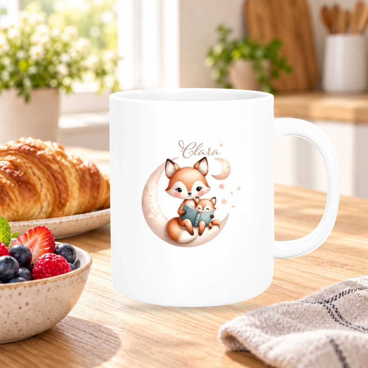 Tasse Wunschname Fuchs 2 Keramik Kinderbecher versch. Farben