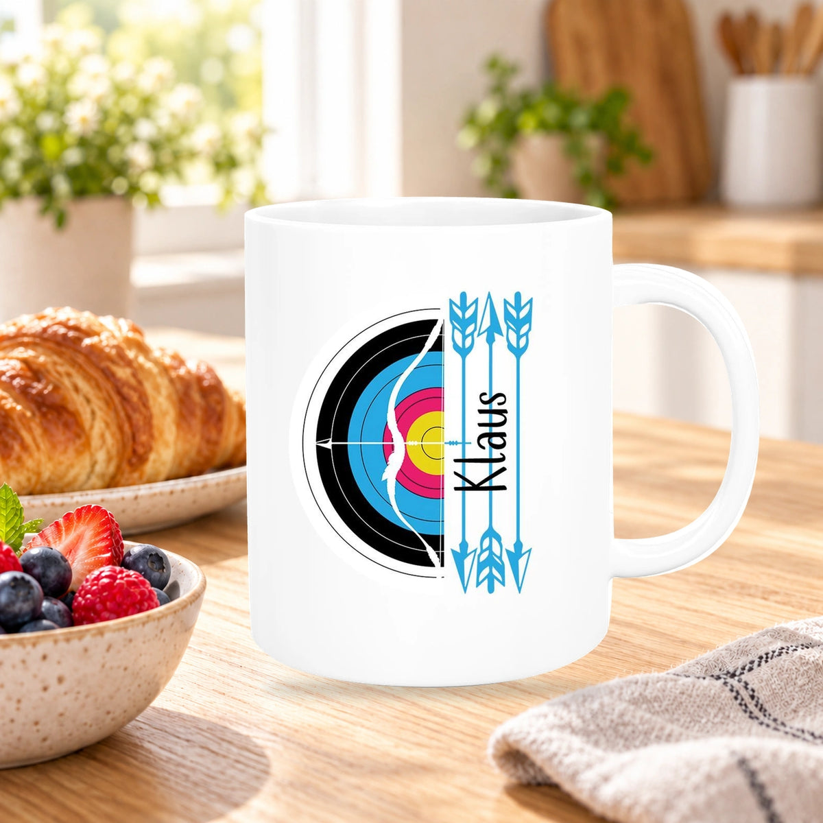 Tasse Bogenschütze 5 Wunschname Keramik personalisiert versch. Farben