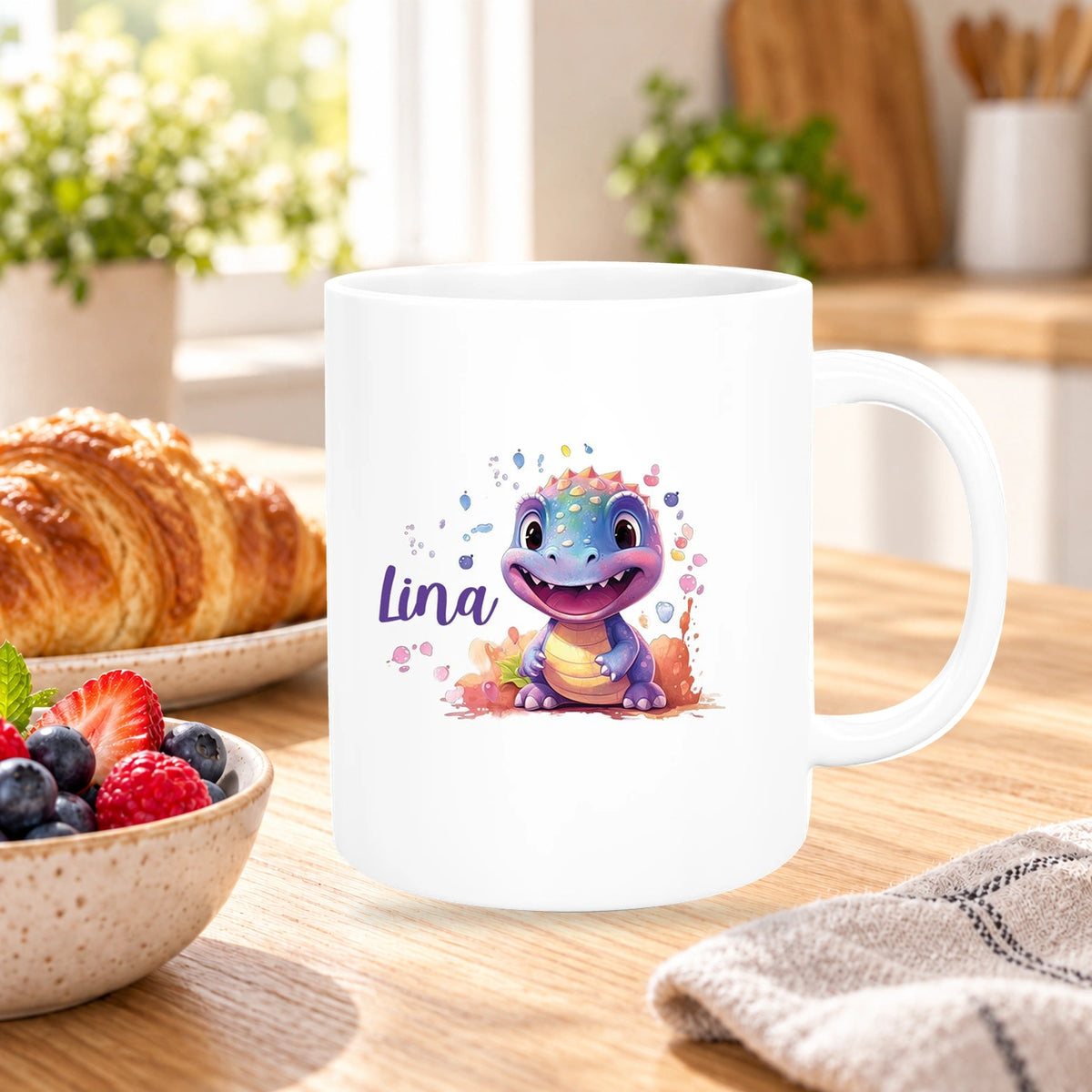 Tasse Dino 9 Wunschname Keramik Kinderbecher Personalisiert versch. Farben
