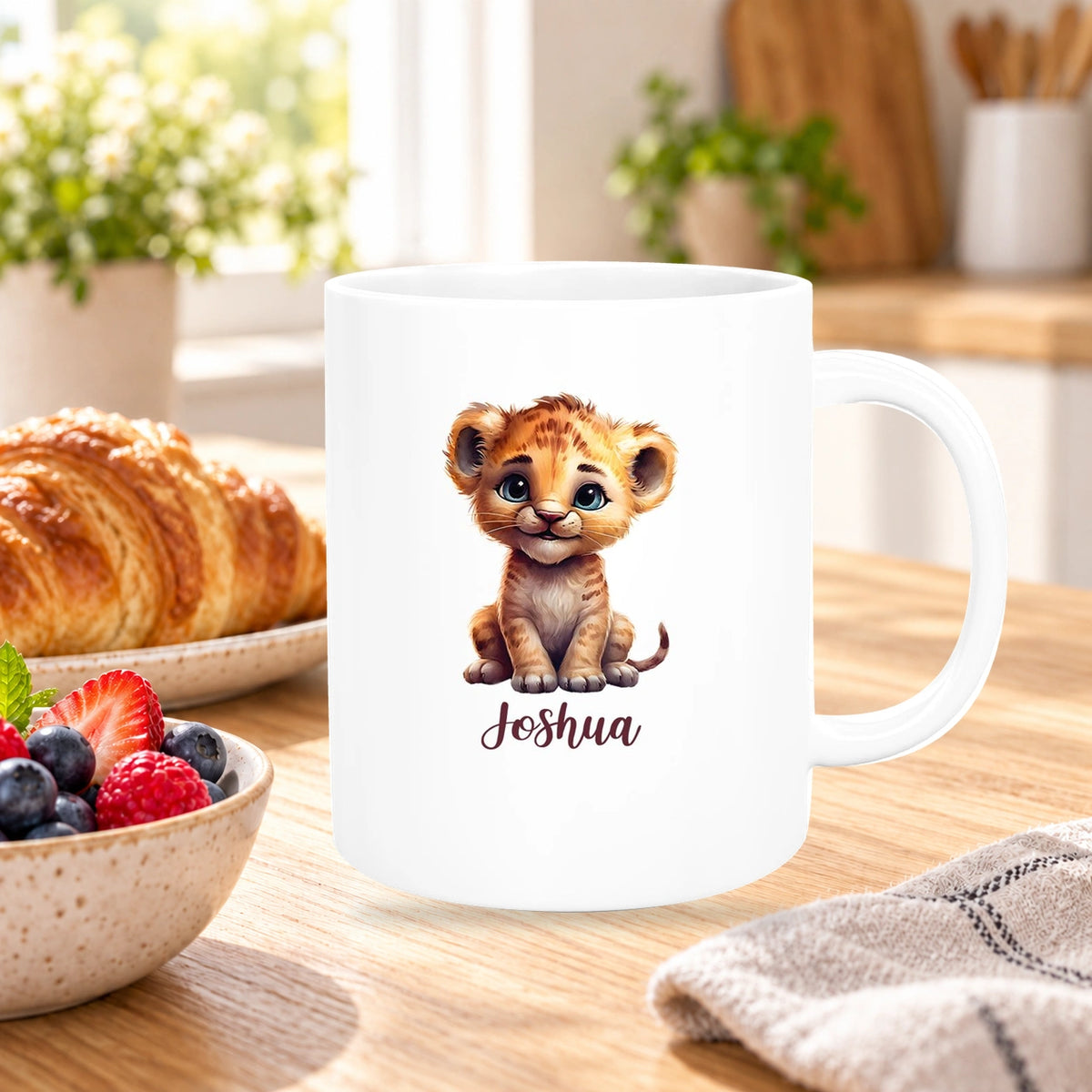 Tasse Wunschname Löwe 2 Keramik Kinderbecher versch. Farben