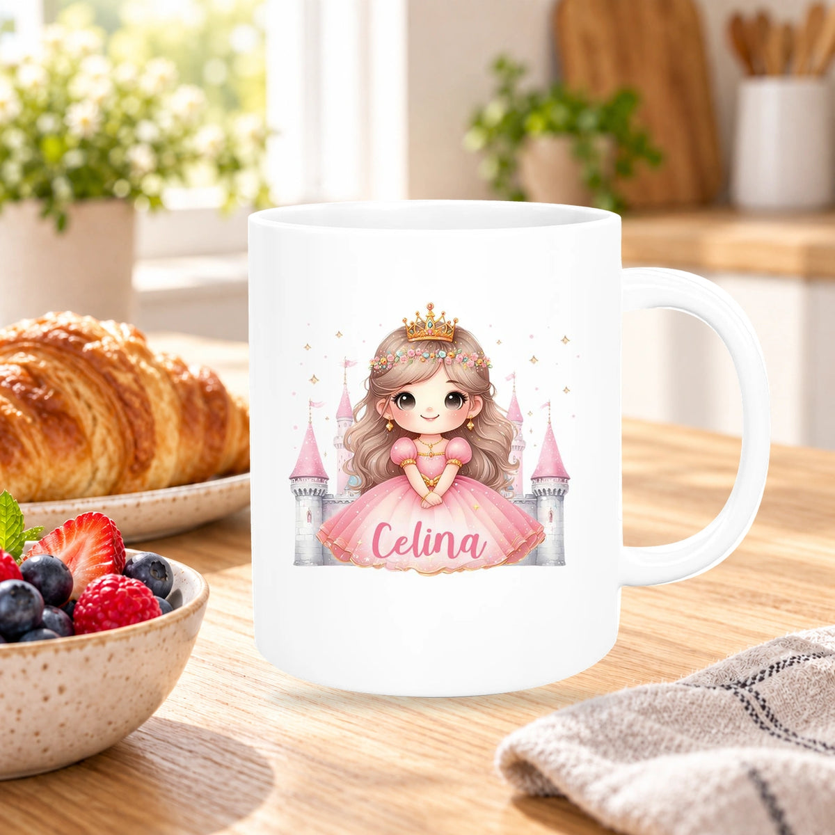 Tasse Kinder Prinzessin 3 Wunschname Keramik Kinderbecher personalisiert versch. Farben