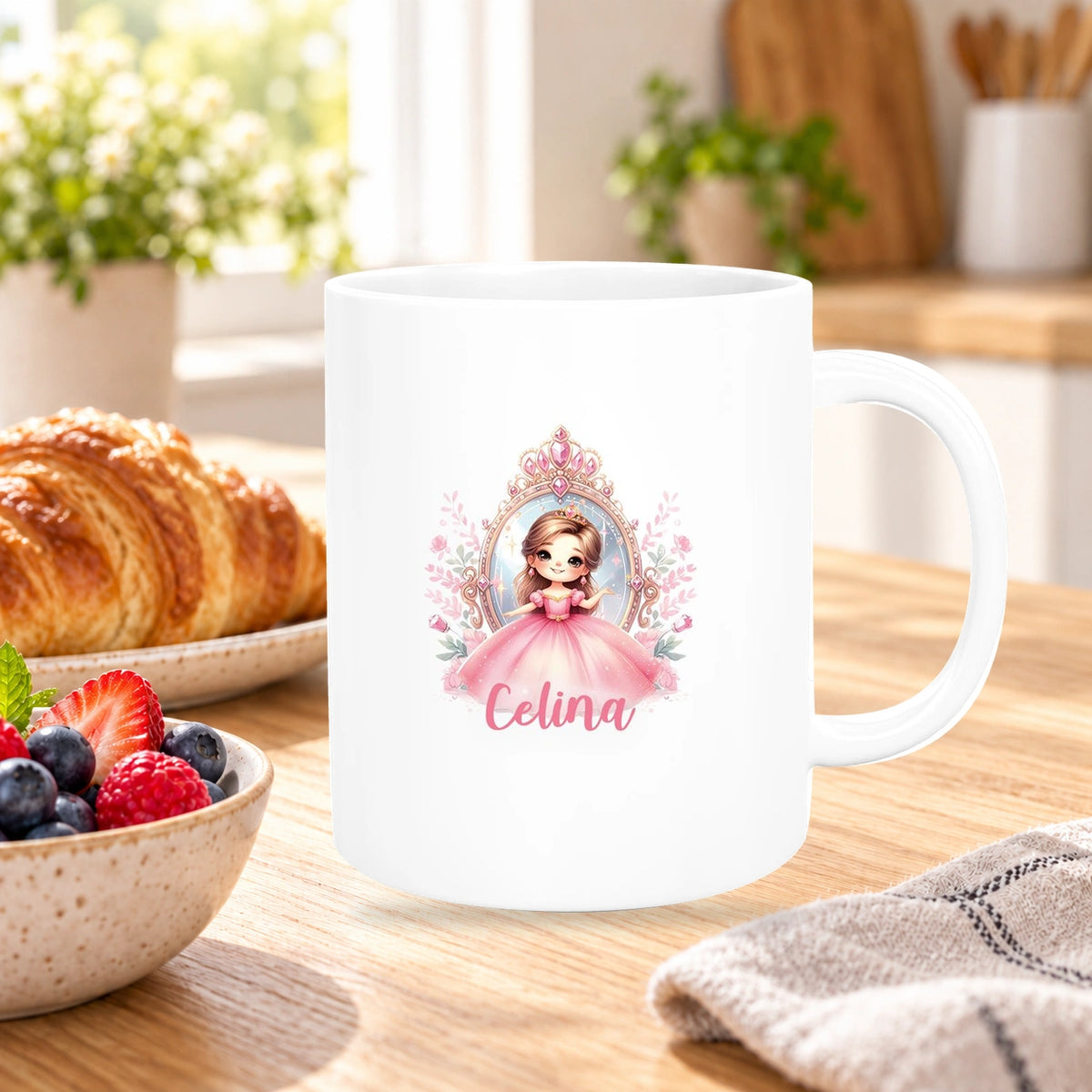 Tasse Kinder Prinzessin 2 Wunschname Keramik Kinderbecher personalisiert versch. Farben