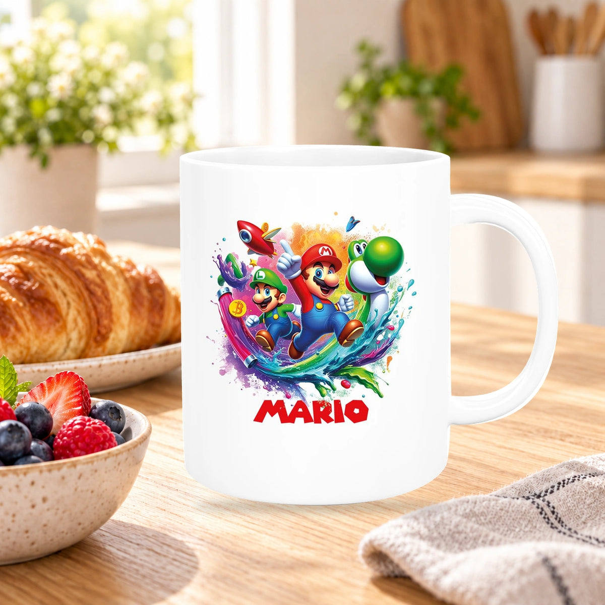 Tasse Wunschname Super-Mario 2 Keramik Kinderbecher personalisiert versch. Farben