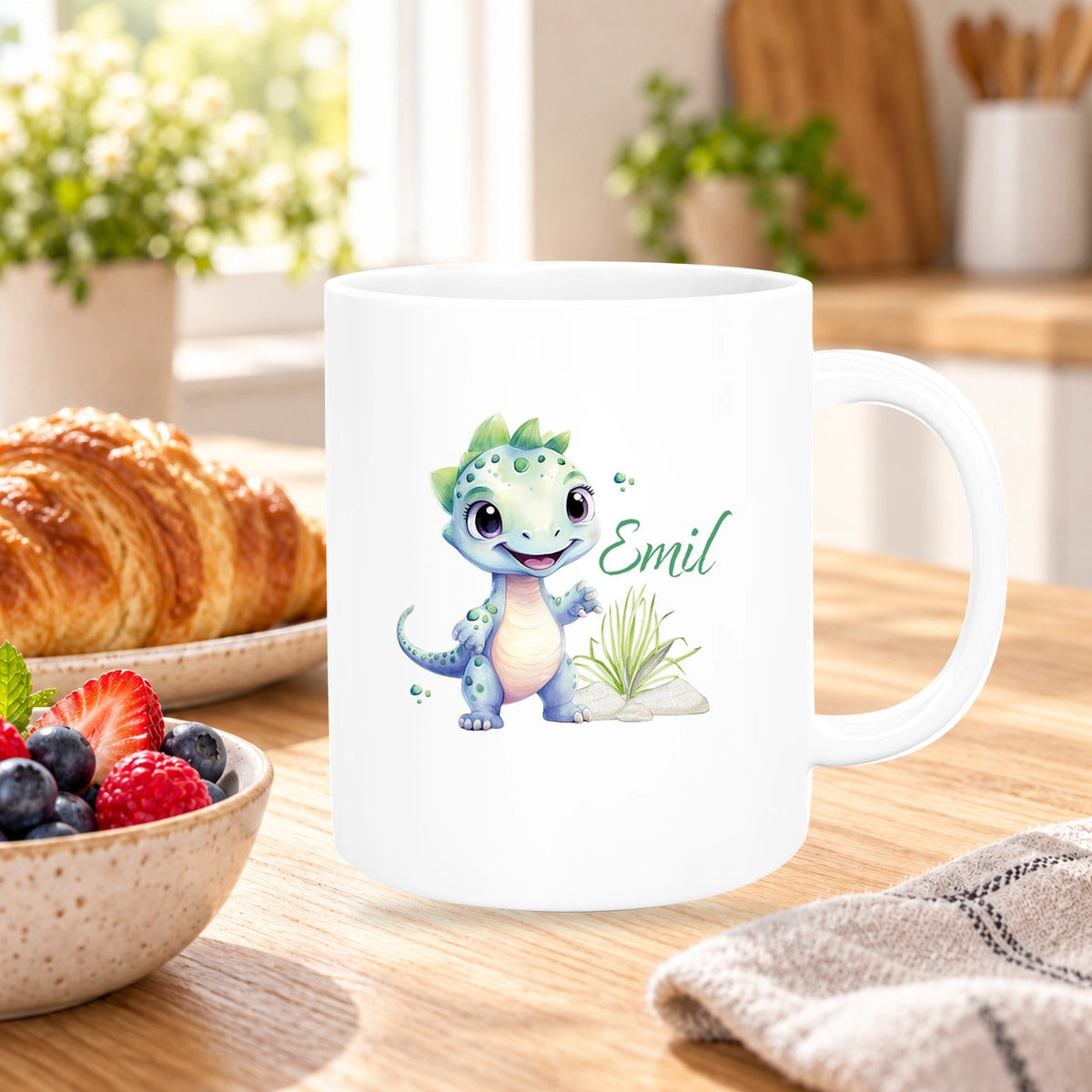 Tasse Dino 14 Wunschname Keramik Kinderbecher Personalisiert versch. Farben