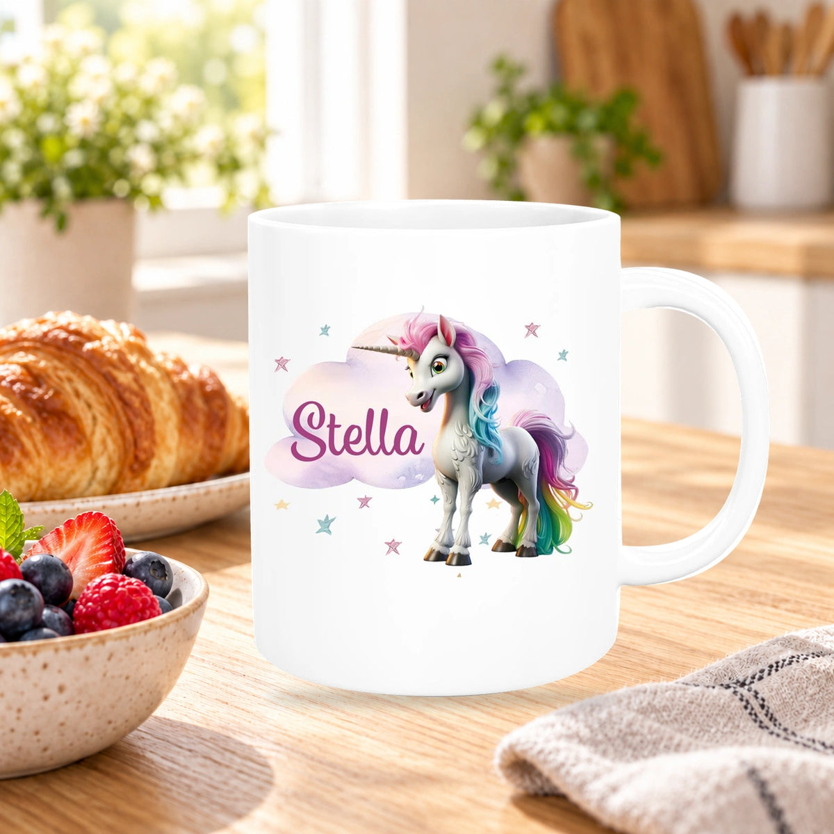 Tasse Einhorn Wolke 4 Wunschname Keramik Kinderbecher personalisiert versch. Farben