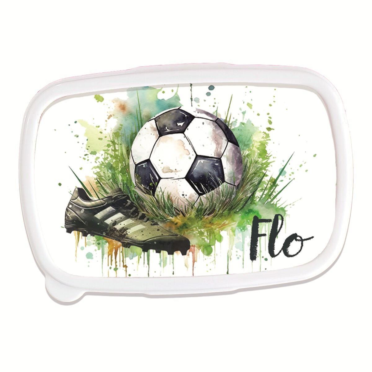 Brotdose mit Namen Fußball 04 – Personalisierte Lunchbox für Schule & Kindergarten versch. Farben