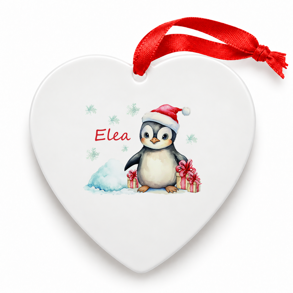 Weihnachtsanhänger personalisiert Pinguin – mein erstes Weihnachten mit Wunschnamen – Rund, Stern, Herz oder Glocke
