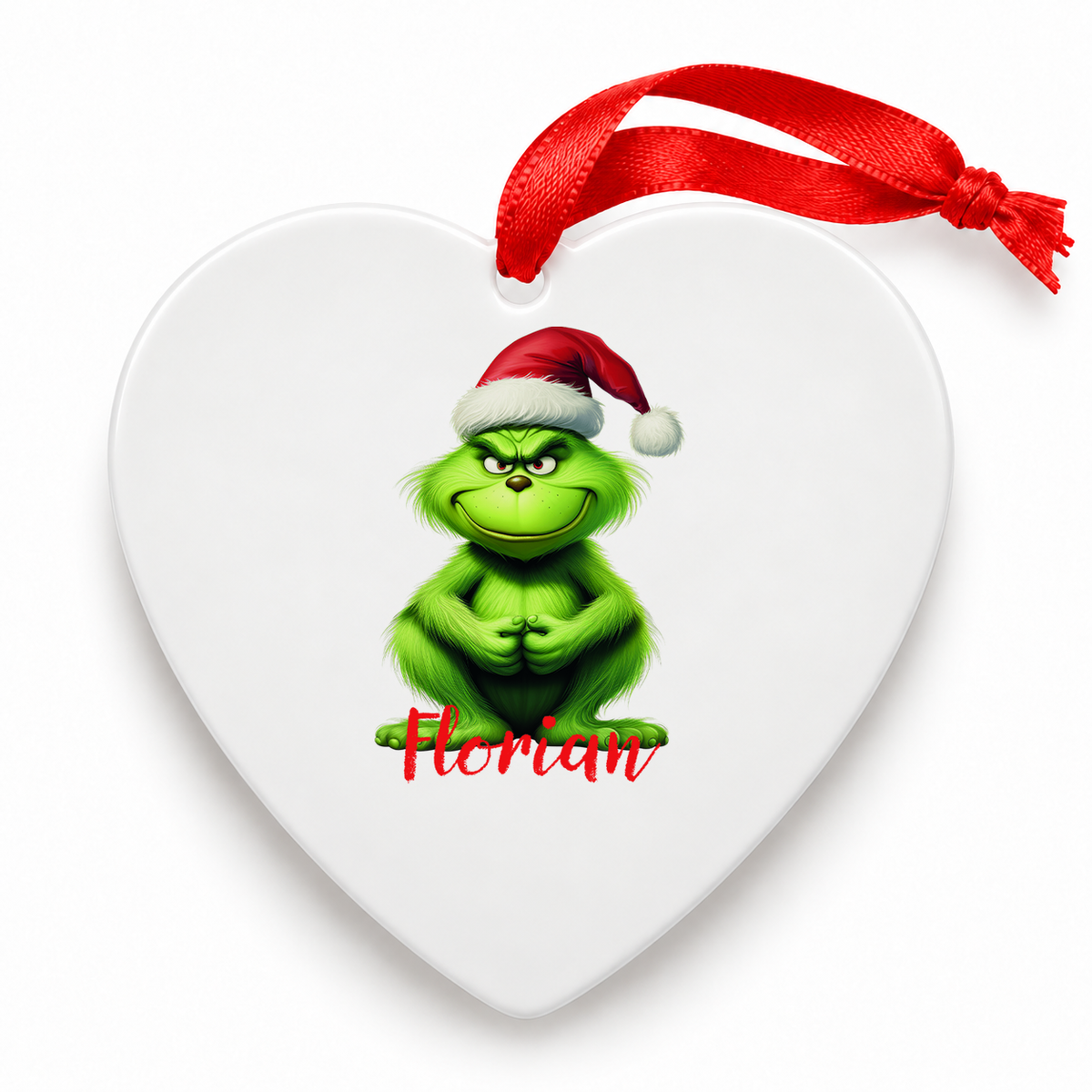 MUCKKI-PRO:0f45da4cc3696496fd1e12ea68099b1035777f26a9ae76dab044fee3eebfe9d8:Weihnachtsanhänger personalisiert Grinch 5 mit Wunschnamen – Rund, Stern, Herz oder Glocke