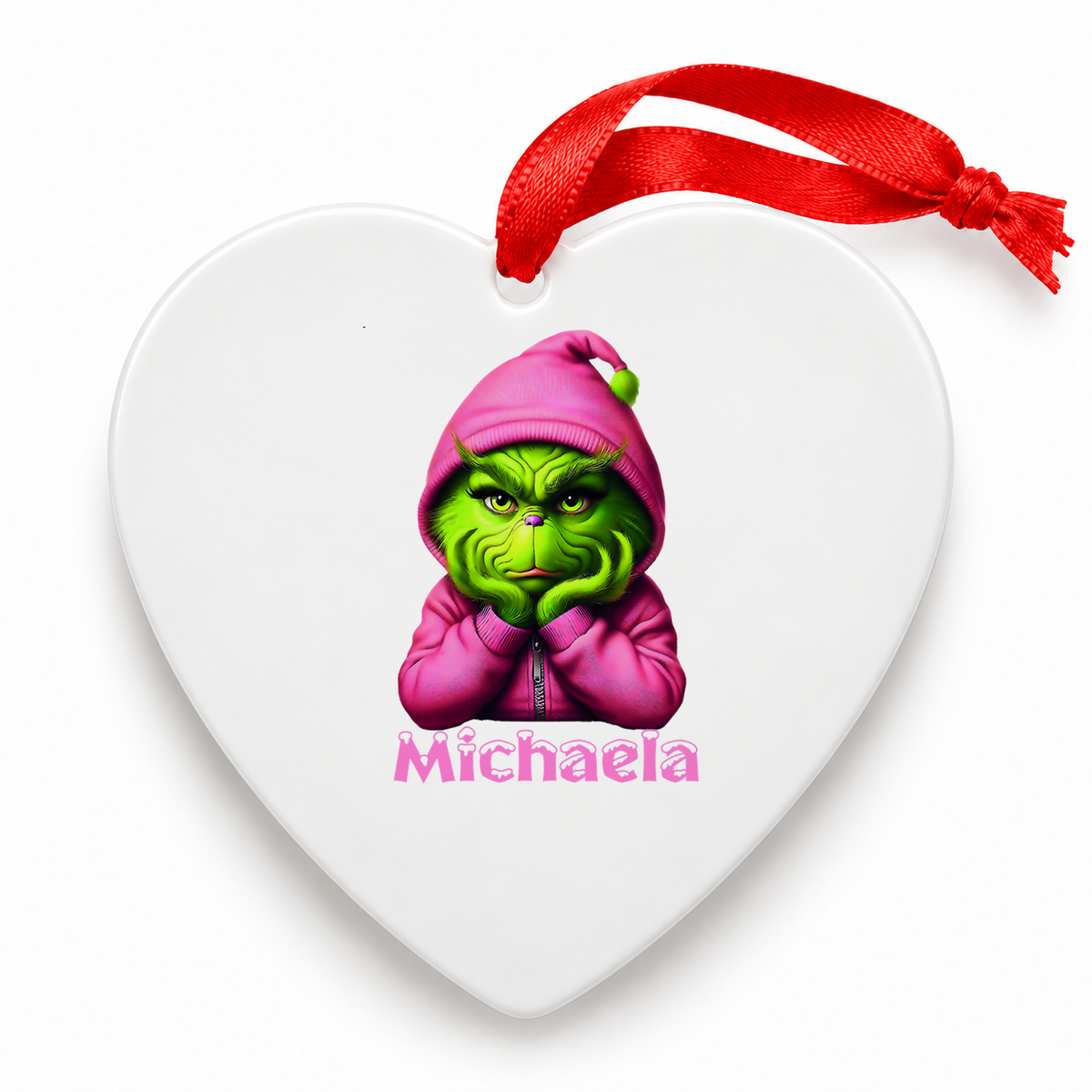 Weihnachtsanhänger personalisiert Grinch 10 mit Wunschnamen – Rund, Stern, Herz oder Glocke