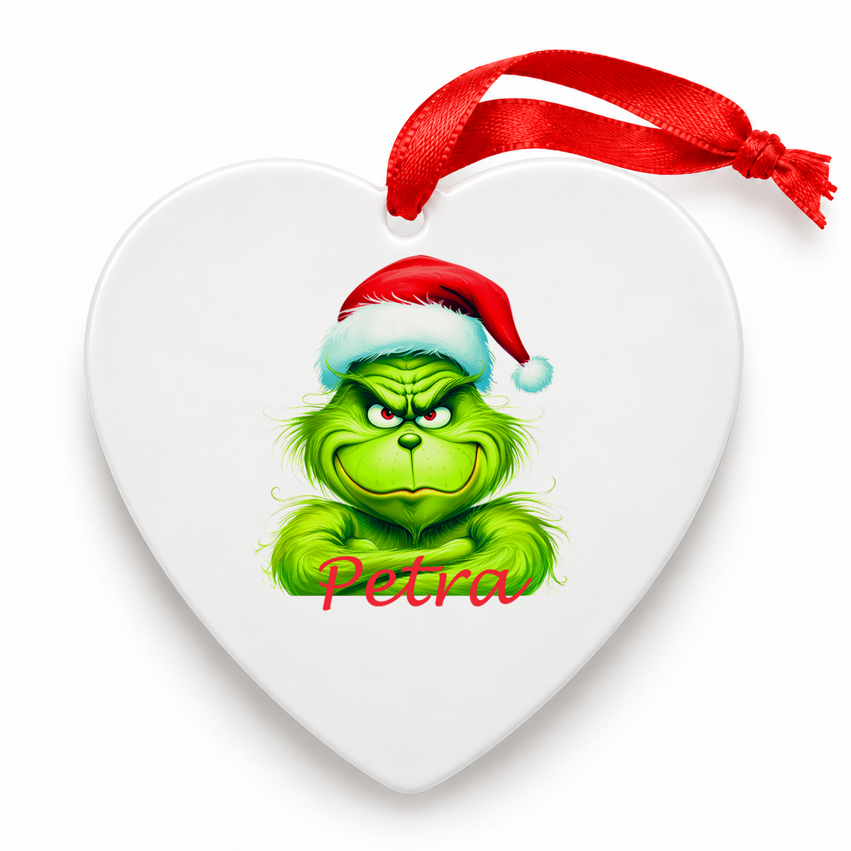 MUCKKI-PRO:de652af9086a3fe7cbceb6a698404593420081655c7622548e7809d4f2d98c44:Weihnachtsanhänger personalisiert Grinch 2 mit Wunschnamen – Rund, Stern, Herz oder Glocke