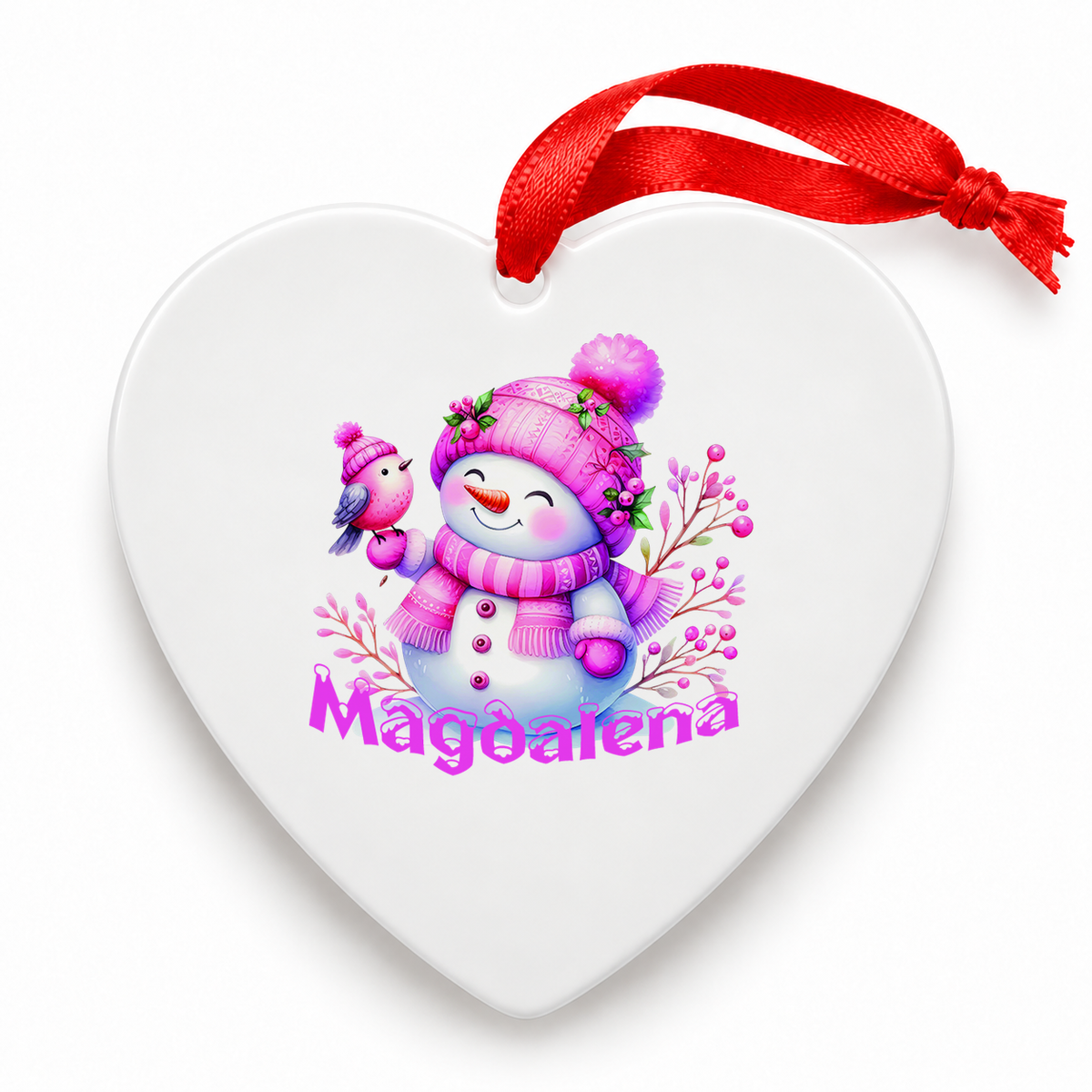 MUCKKI-PRO:4a65746fa62a4bbf13e6c92011a3845020cd1def5c2e395a769e3d69366d162b:Weihnachtsanhänger personalisiert Schneemann 1 mit Wunschnamen – Rund, Stern, Herz oder Glocke