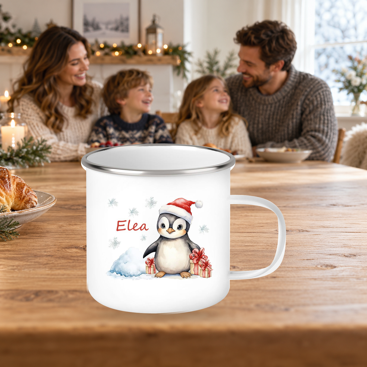 MUCKKI-PRO:c5b23ce4c6fee5403c8240d7004a040e1c86eb88d1598d2ce1c40afddb6c6cd0:Tasse Wunschname Weihnachten Pinguin 1 Emaille Kinderbecher