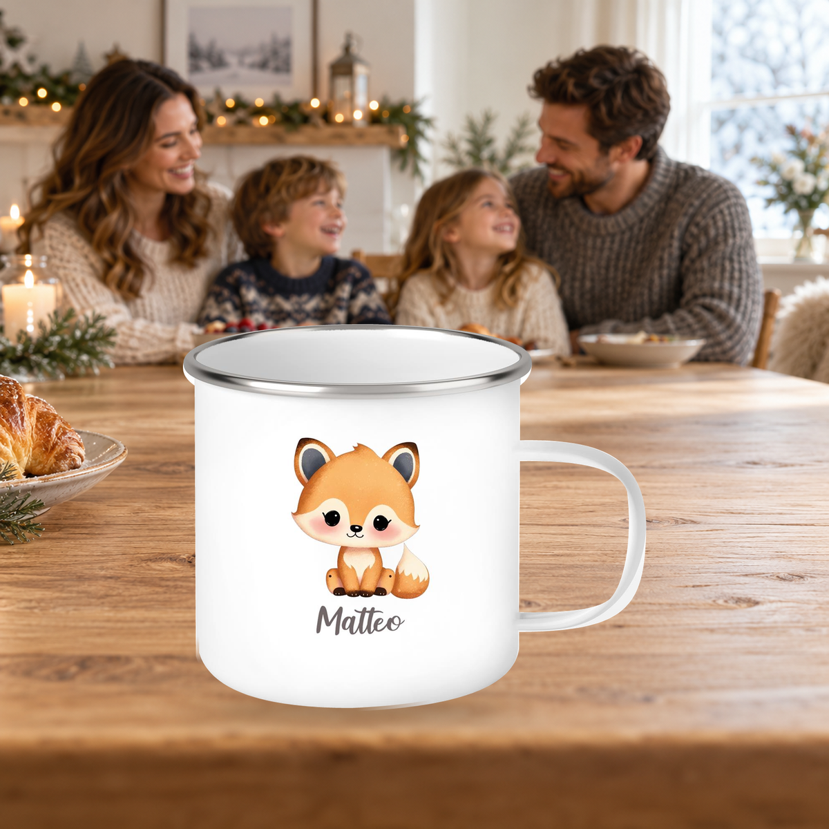 MUCKKI-PRO:71c9addcc58b06a7bda83508c43330f23857f260ab1927b49566a5fee4ff8340:Tasse Wunschname Fuchs 1 Emaille Kinderbecher
