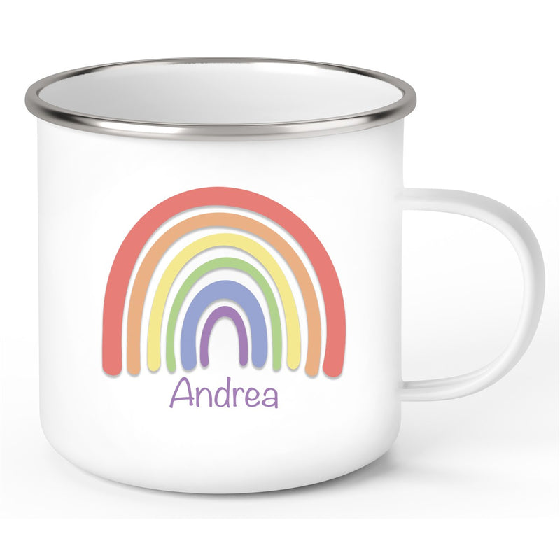Tasse Wunschname Regenbogen 1 Emaille Kinderbecher