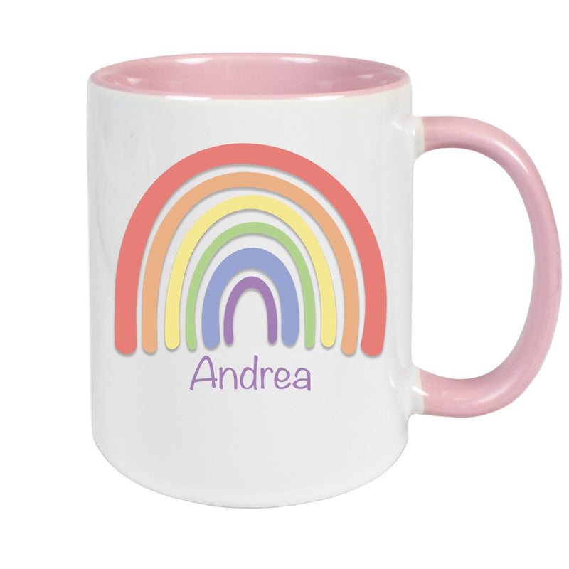 Tasse Wunschname Regenbogen 1 Keramik Kinderbecher versch. Farben