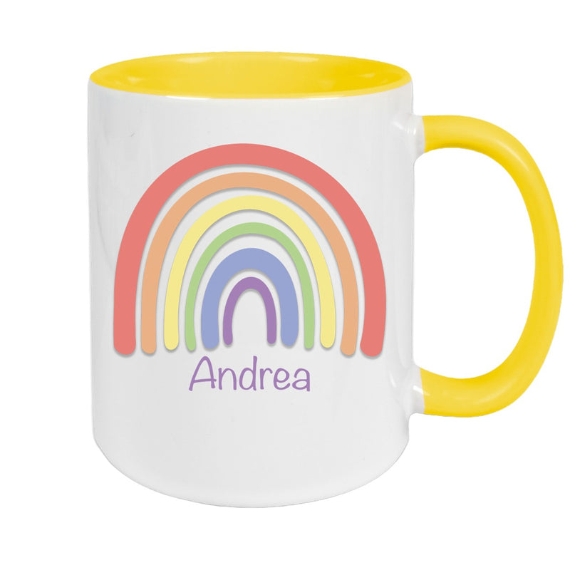 Tasse Wunschname Regenbogen 1 Keramik Kinderbecher versch. Farben