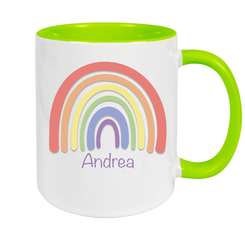 Tasse Wunschname Regenbogen 1 Keramik Kinderbecher versch. Farben